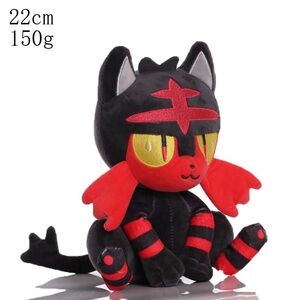 Black and Red Stuffed Cat Toy